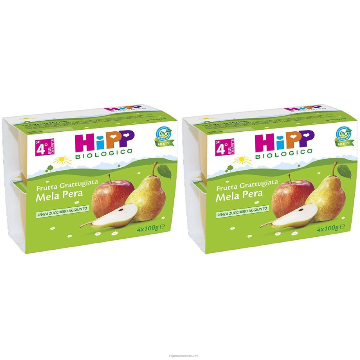 Trova prezzi di hipp biologico mela pera frutta grattugiata set da 2 2x4x100 g pappa e compra online