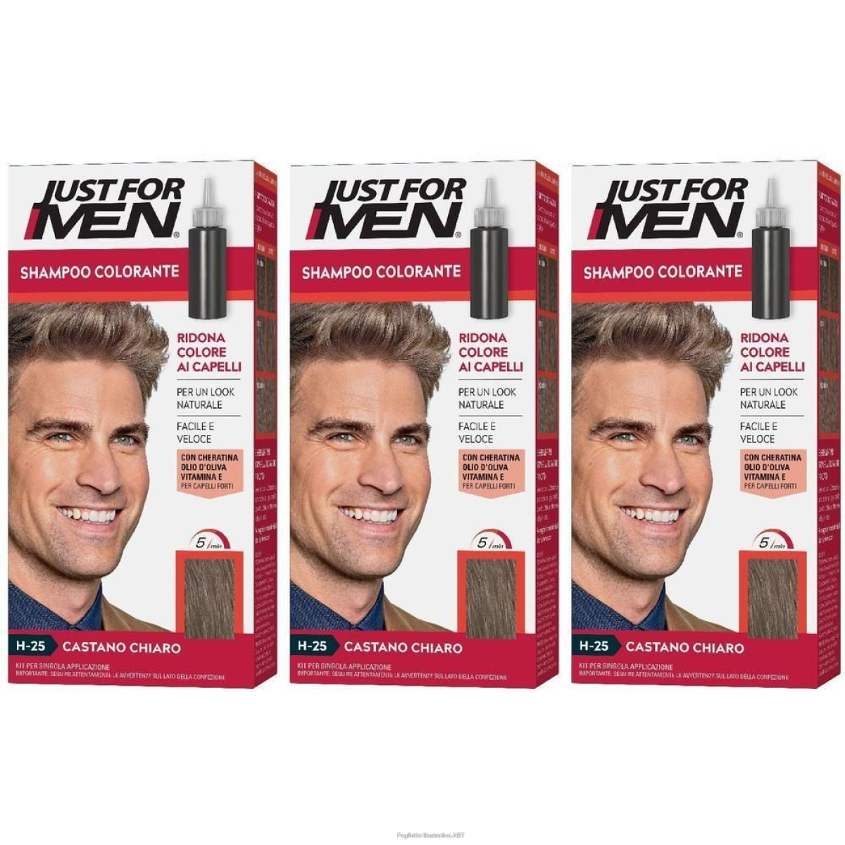Cerca Offerte di just for men shampoo colorante tonalità h25 castano chiaro 3x1 pz sham e acquista online
