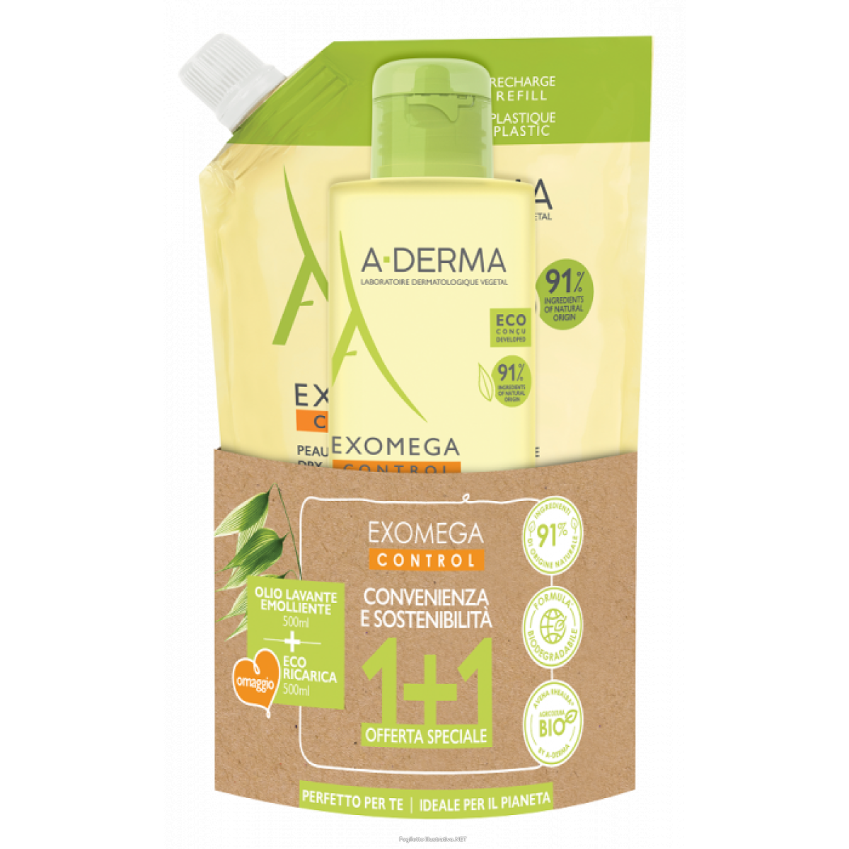 Cerca Offerte di kit exomega duo igiene ecopack composto da exomega control olio lavante emolliente 500 ml + exomega control olio lavante emolliente refill 500 ml e acquista online