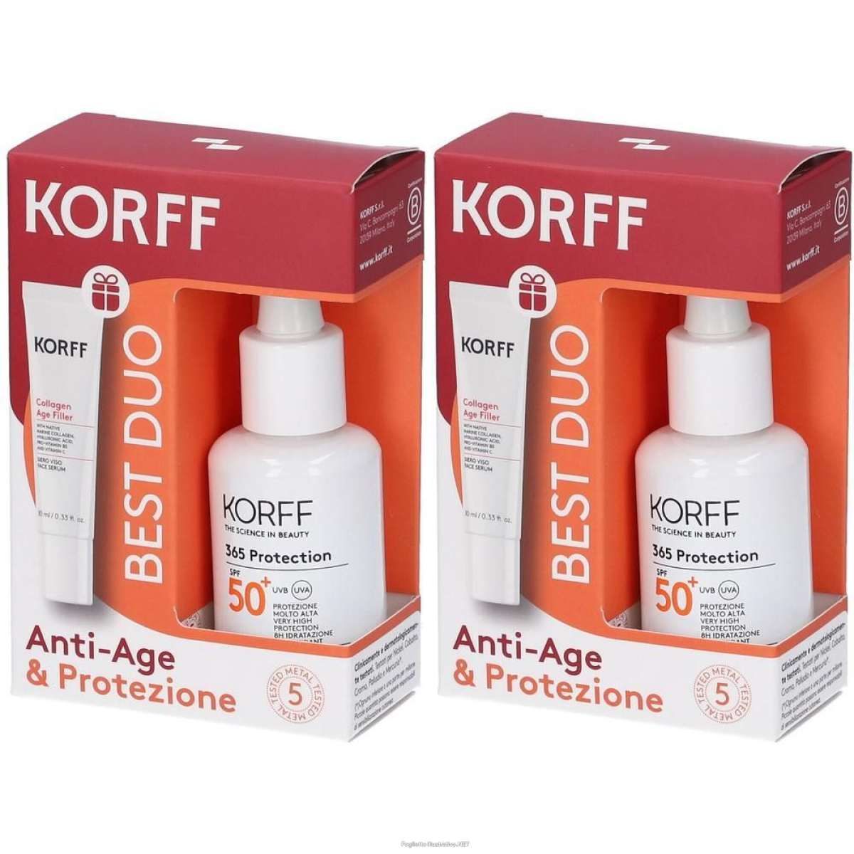 Cerca Offerte di korff best duo kit siero viso collagen age filler + 365 protection spf e acquista online