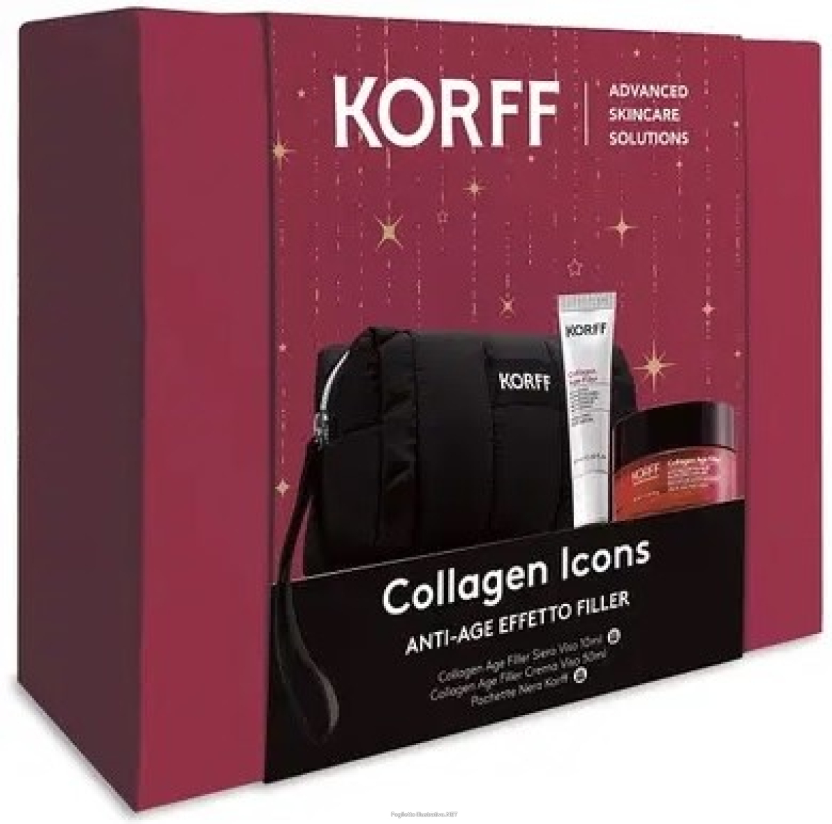 Cerca Offerte di korff collagen icons anti-age effetto filler cofanetto con crema viso 50ml + siero viso 10ml in omaggio + pochette nera in omaggio e acquista online