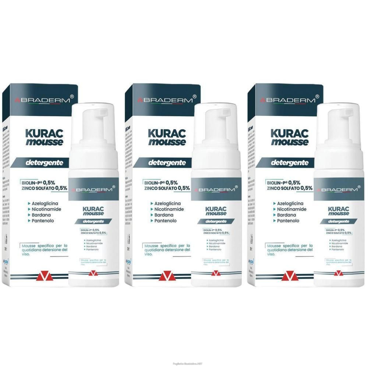 Cerca Offerte di kurac mousse detergente viso 100 ml braderm 3x100 ml e acquista online