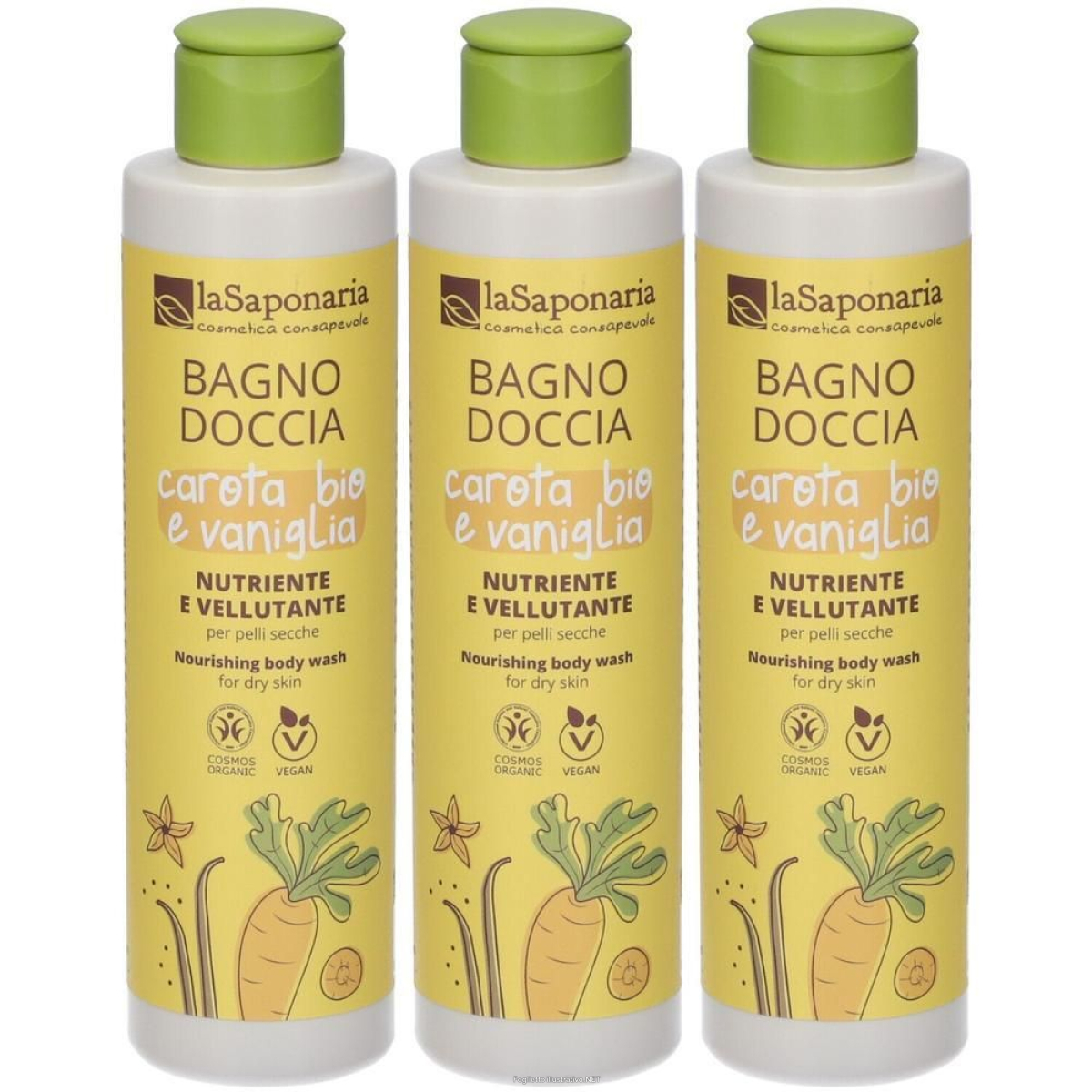 Cerca Offerte di la saponaria detergente corpo dolce schiuma vaniglia e carota 3x200 ml e acquista online