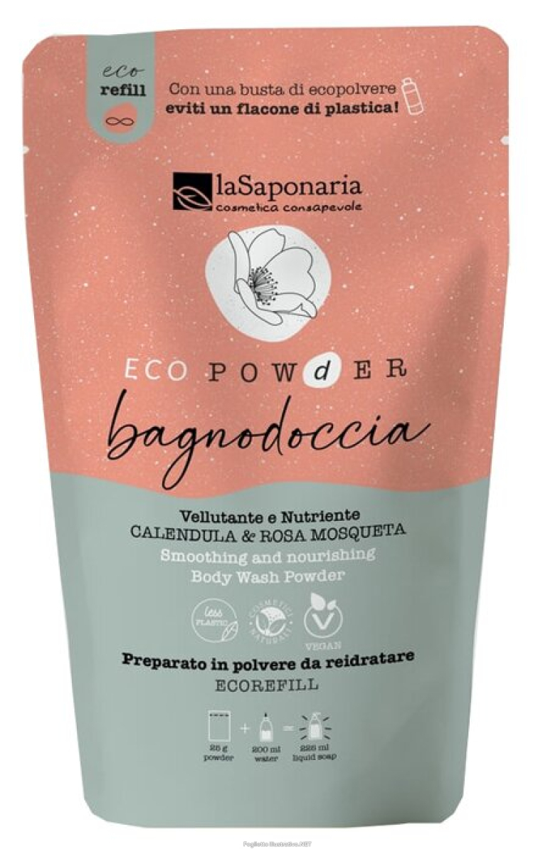 Cerca Offerte di la saponaria - ecopowder bagnodoccia confezione calendula e rosa mosqueta confezione 25 gr (equivalgono a circa 225 ml) e acquista online