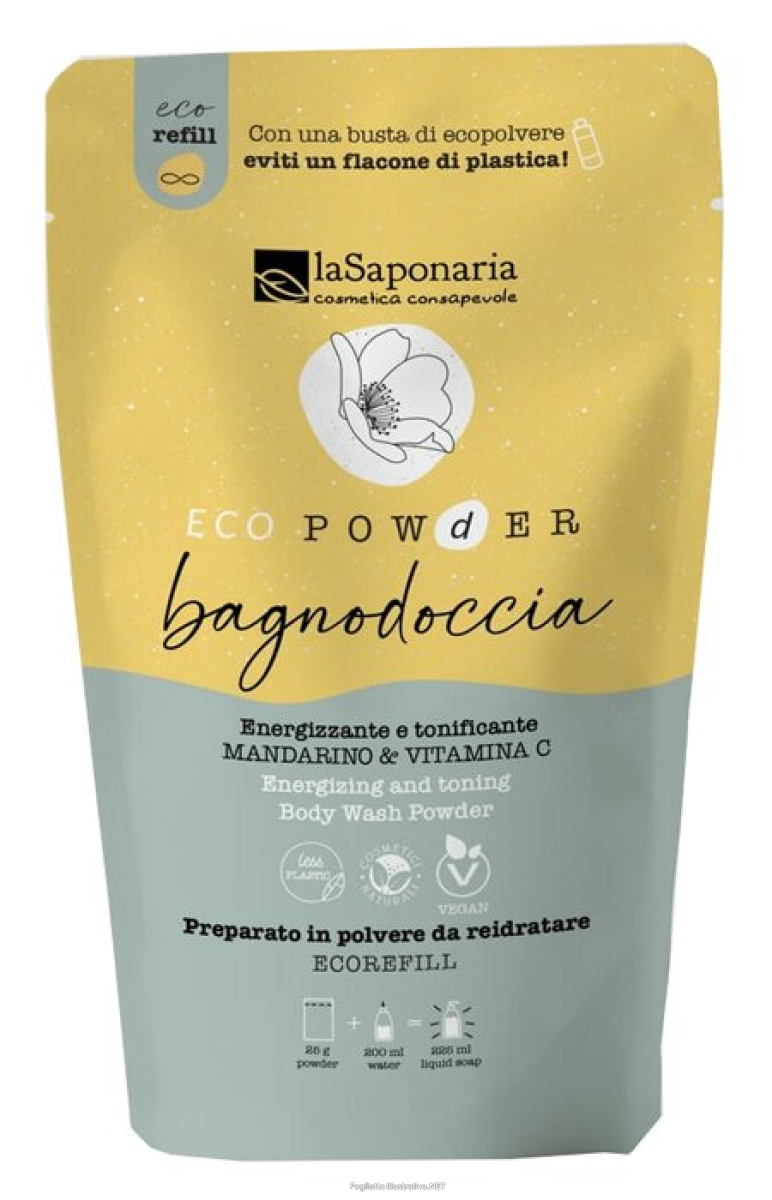 Cerca Offerte di la saponaria - ecopowder bagnodoccia confezione mandarino e vitamina c  confezione 25 gr (equivalgono a circa 225 ml) e acquista online