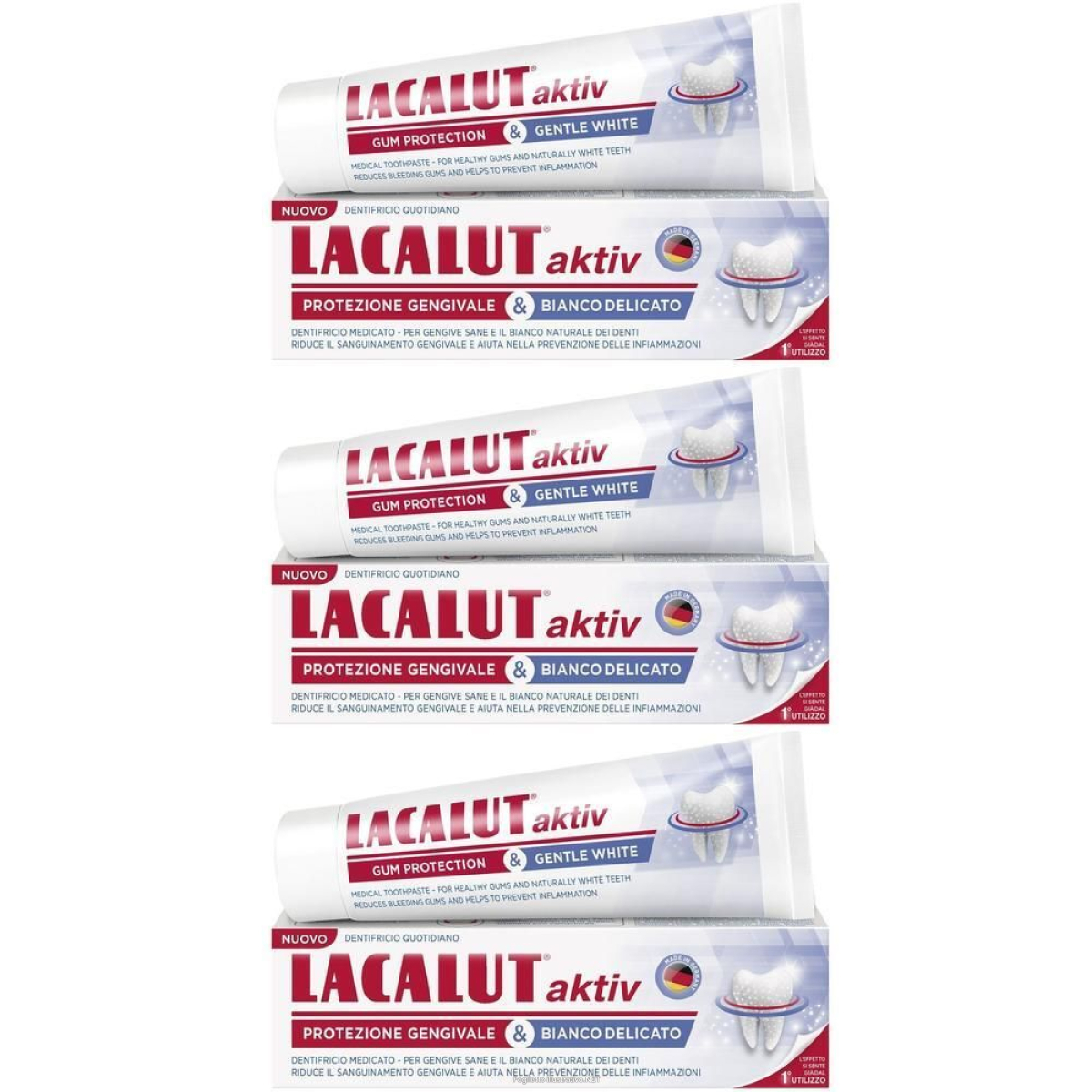 Cerca Offerte di lacalut aktiv dentifricio protezione gengivale&bianco 3x75 ml e acquista online