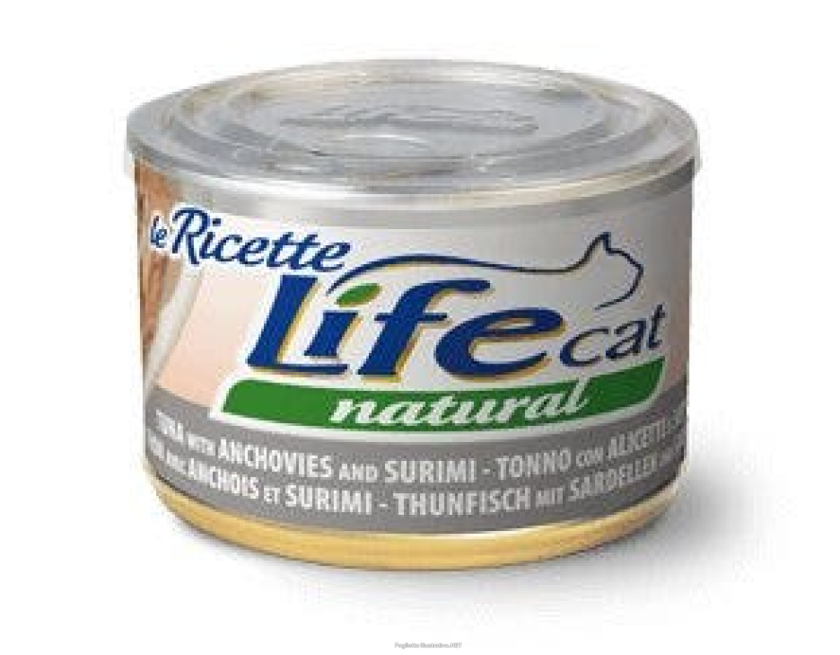 Cerca Offerte di lifepetcare life gatto natural le ricette tonno alicette surimi 150gr (lattina) e acquista online