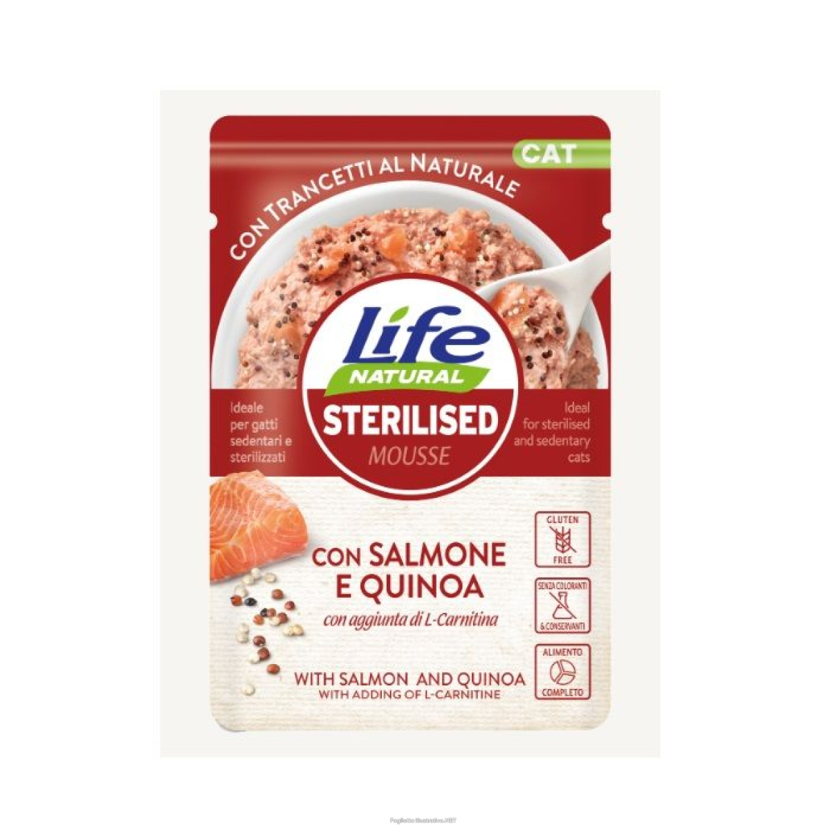 Cerca Offerte di lifepetcare life gatto sterilised mousse salmone quinoa 70gr (bustina) e acquista online