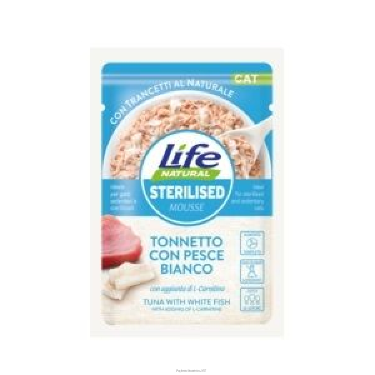 Cerca Offerte di lifepetcare life gatto sterilised tonnetto pesce bianco 70gr (bustina) e acquista online