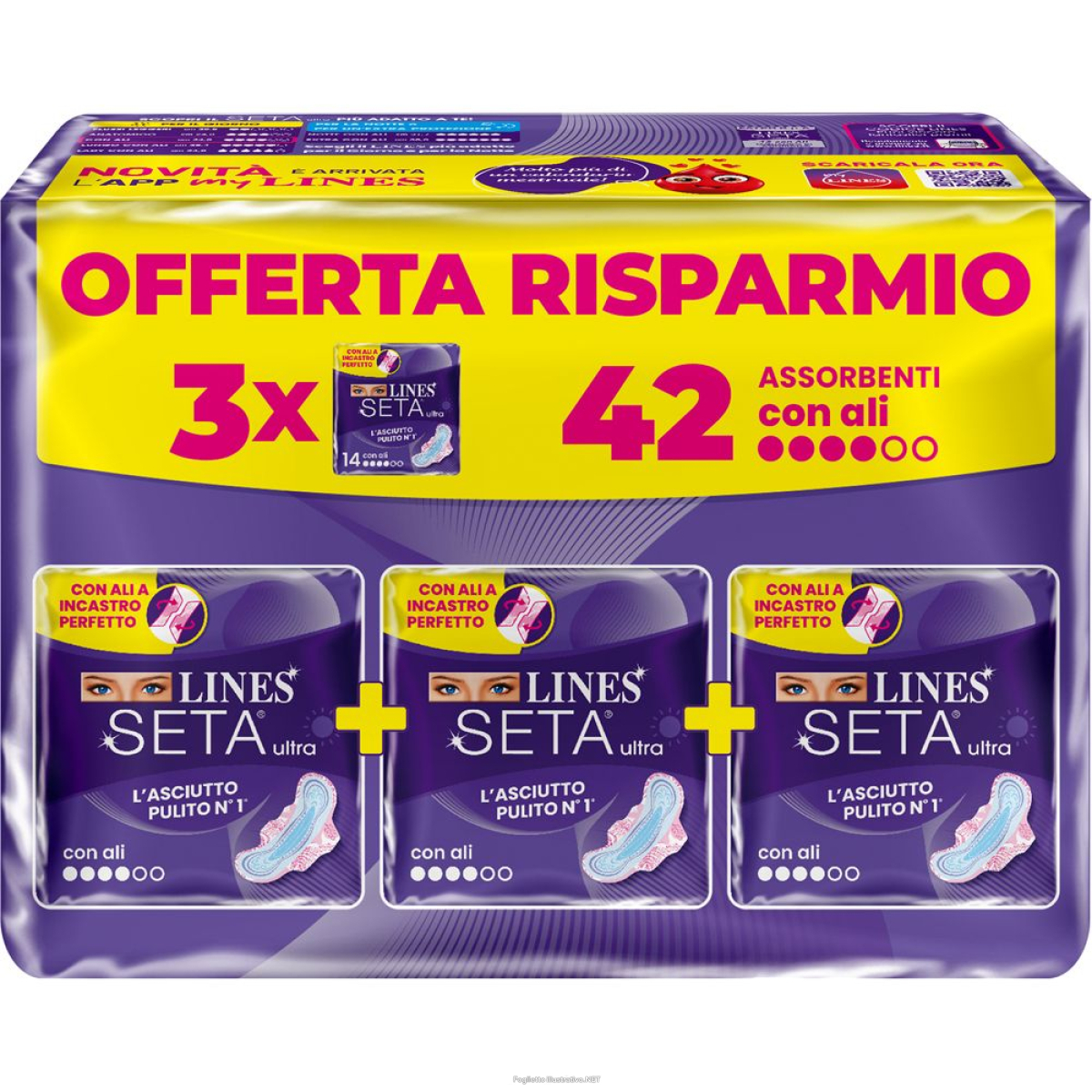 Cerca Offerte di lines seta ultra giorno assorbente con ali pacco scorta 42 pz assorben e acquista online