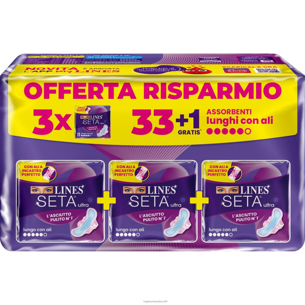 Cerca Offerte di lines seta ultra lungo assorbente con ali pacco scorta 34 pz assorbent e acquista online