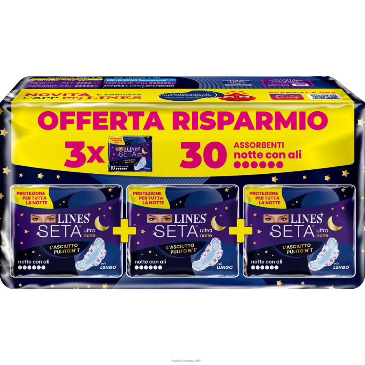 Cerca Offerte di lines seta ultra notte assorbenti con ali pacco scorta 30 pz assorbent e acquista online