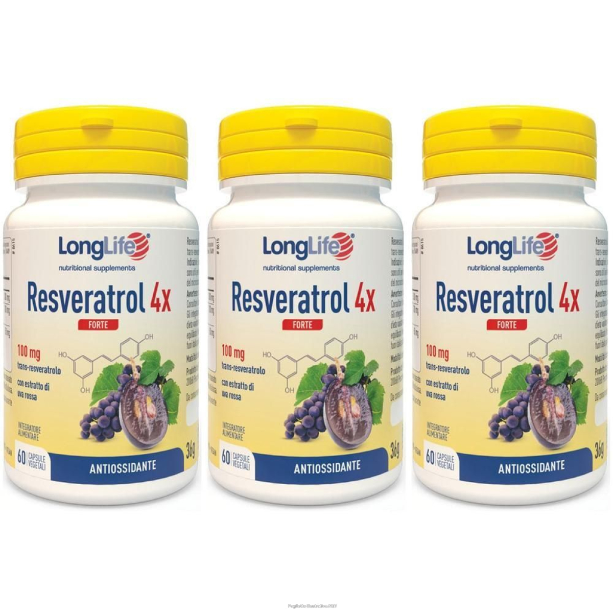 Cerca Offerte di longlife resveratrol 4x forte capsule 3x36 g e acquista online