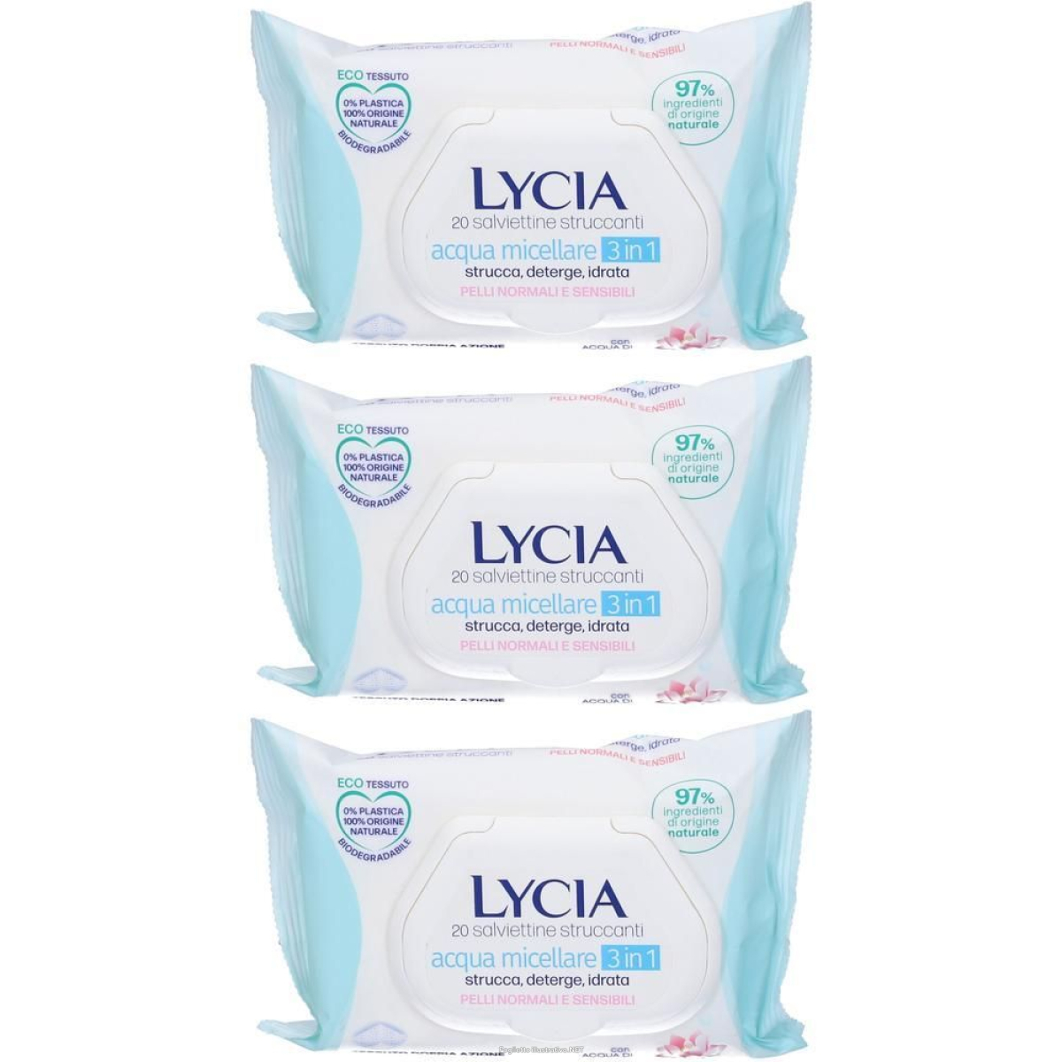 Cerca Offerte di lycia salviettine struccanti acqua micellare 3 in 1 20 pezzi 3x20 st e acquista online