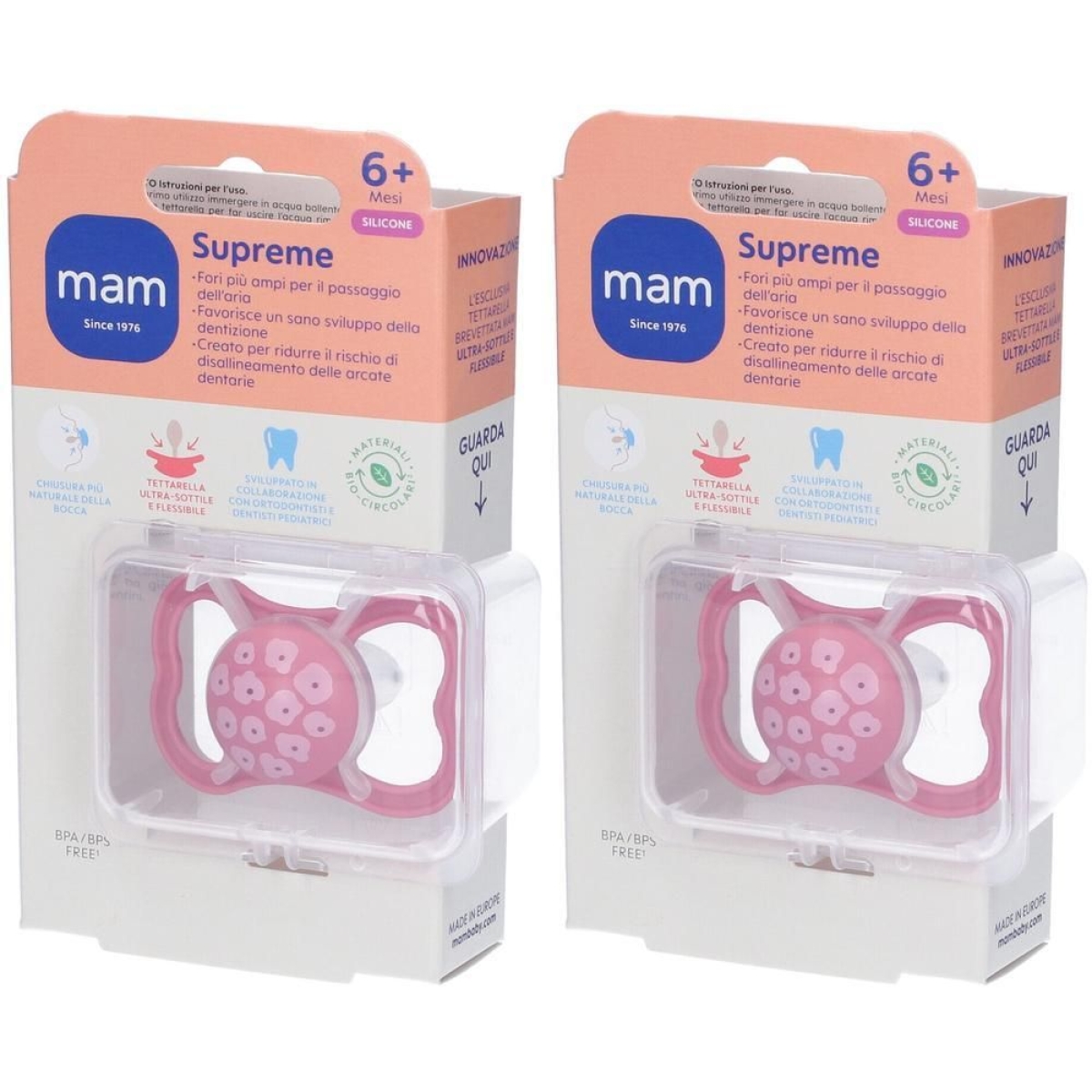 Cerca Offerte di Mam succhietto supreme 6+ silicone single box femmina 2x1 st e acquista online