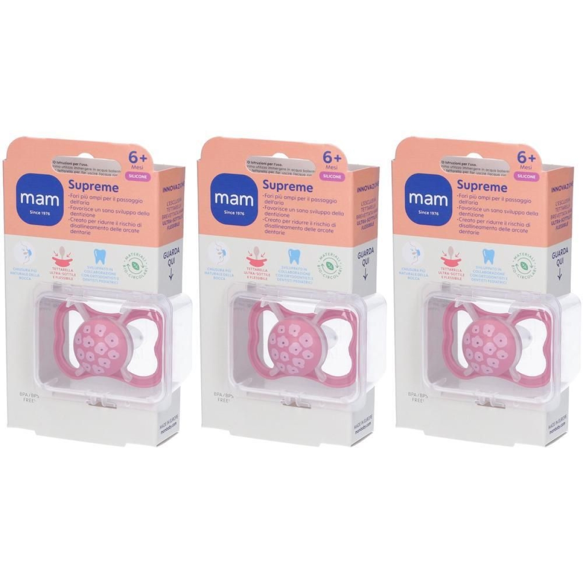 Cerca Offerte di Mam succhietto supreme 6+ silicone single box femmina 3x1 st e acquista online