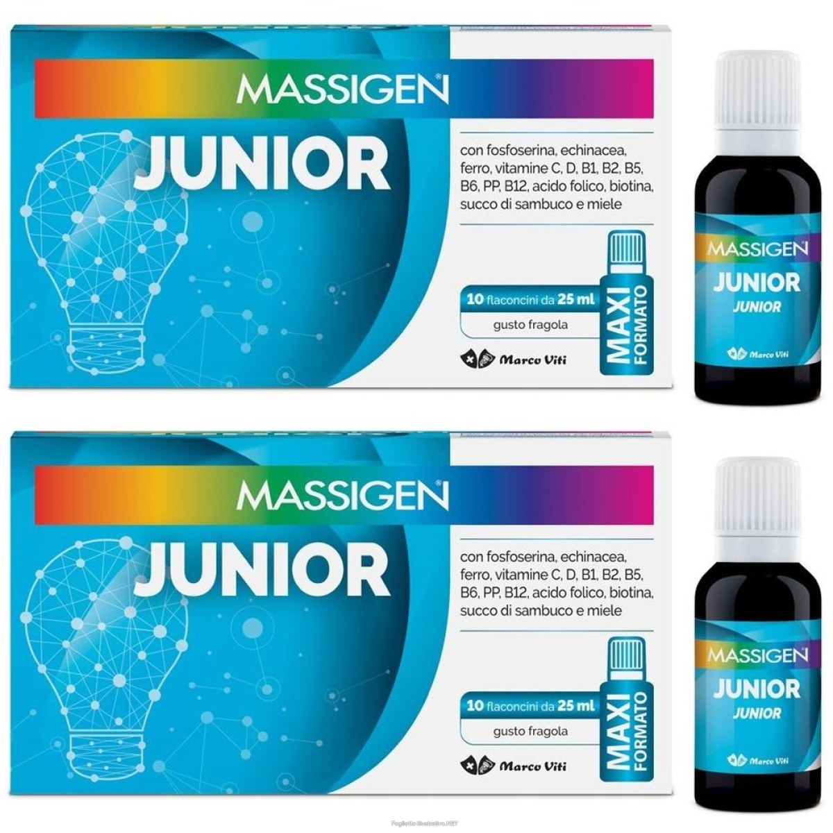 Cerca Offerte di Massigen Junior 10 Flaconi da 25 ml Set da 2 2x250 ml Soluzione Orale e acquista online