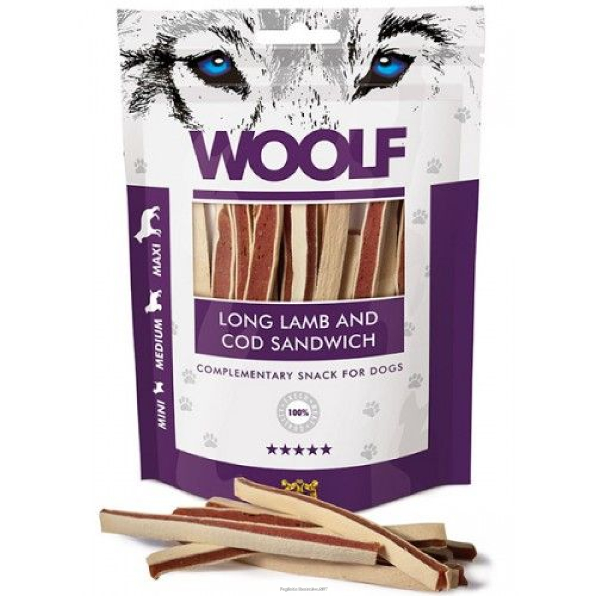 Cerca Offerte di mast woolf cane snack mini/medium/maxi sandwich agnello merluzzo 100gr e acquista online