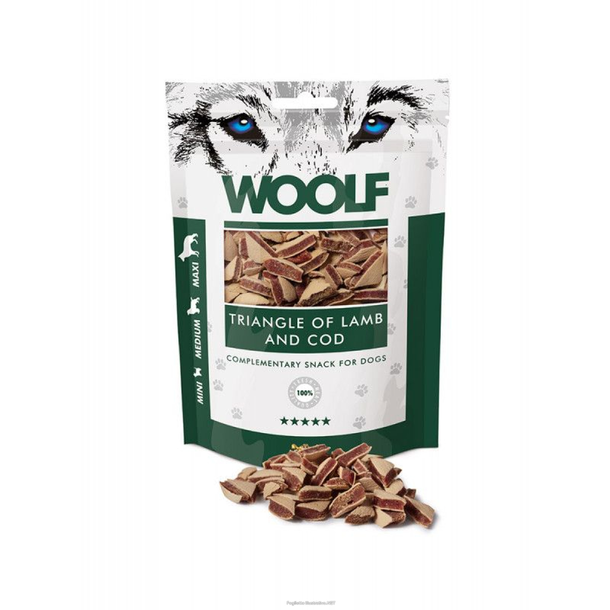 Cerca Offerte di mast woolf cane snack mini/medium/maxi triangoli agnello merluzzo 100gr e acquista online
