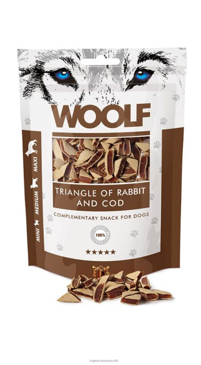 Cerca Offerte di mast woolf cane snack mini/medium/maxi triangoli coniglio merluzzo 100gr e acquista online