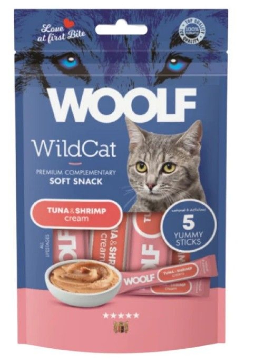 Cerca Offerte di Masticabili Woolf Gatto Soft Snack Cream Tonno e Gamberetti 70 g e acquista online