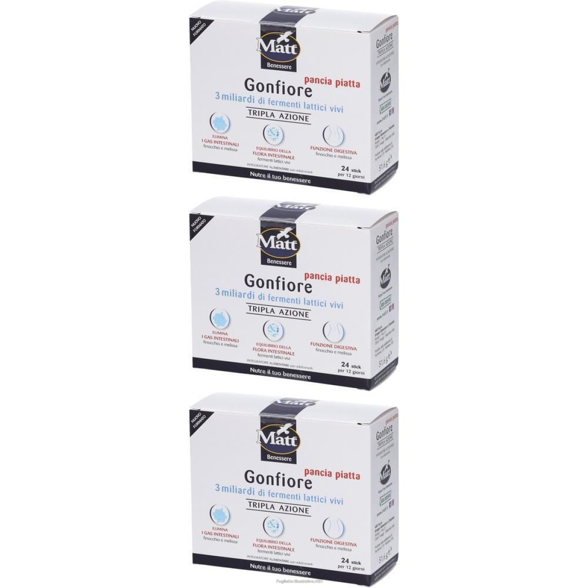 Cerca Offerte di matt benessere pancia piatta plus integratore alimentare 3x51,6 g polv e acquista online