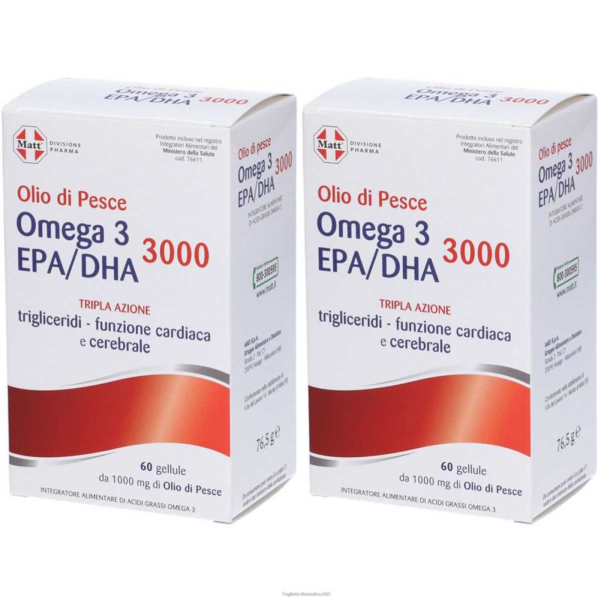 Cerca Offerte di matt olio di pesce omega 3 epa/dha 3000 tripla azione set da 2 2x76,5 e acquista online