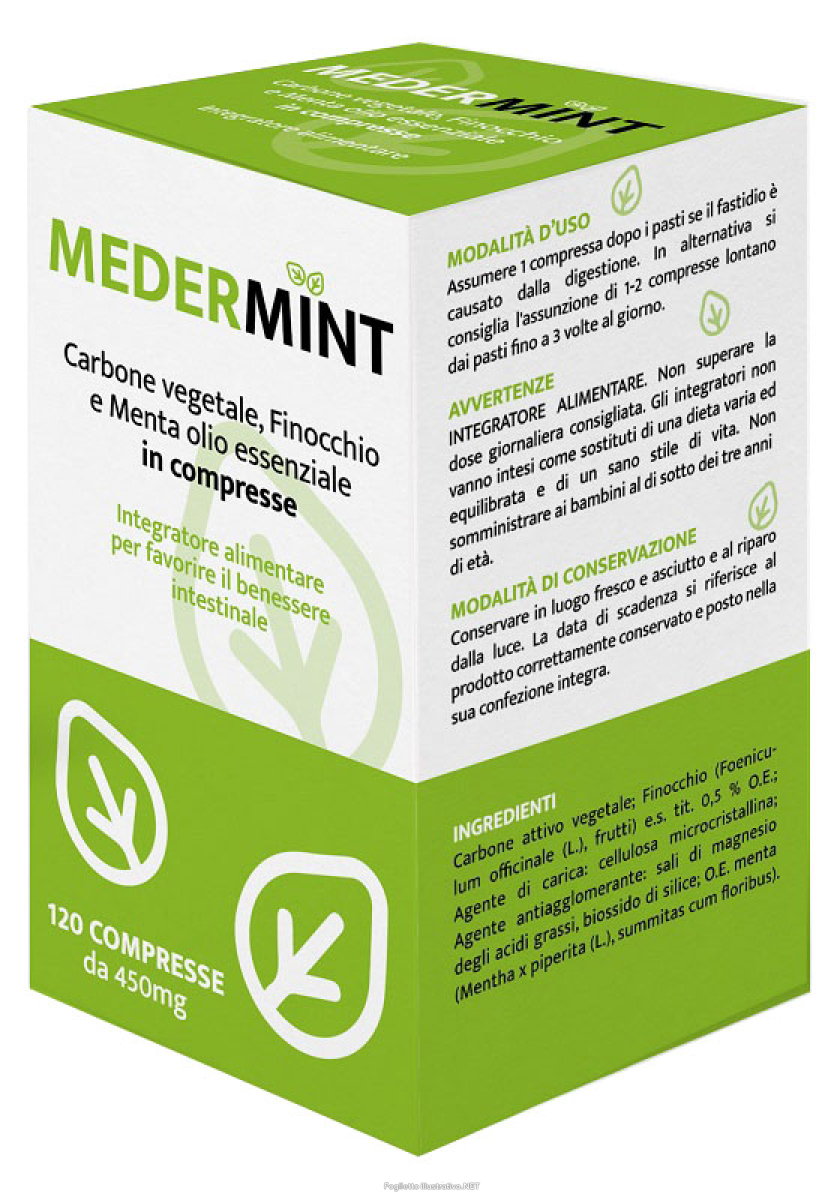 Cerca Offerte di medermint carbone vegetale per il benessere intestinale e per il meteorismo 120 compresse 450mg e acquista online