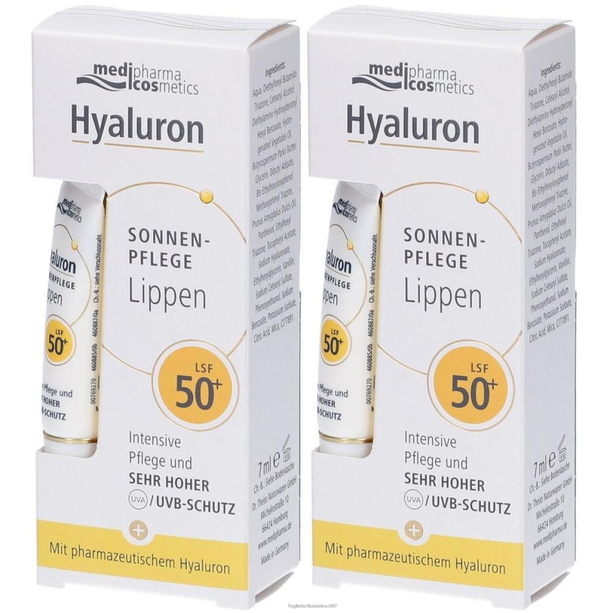 Cerca Offerte di medipharma hyaluron protezione solare labbra spf50+ 2x7 ml e acquista online