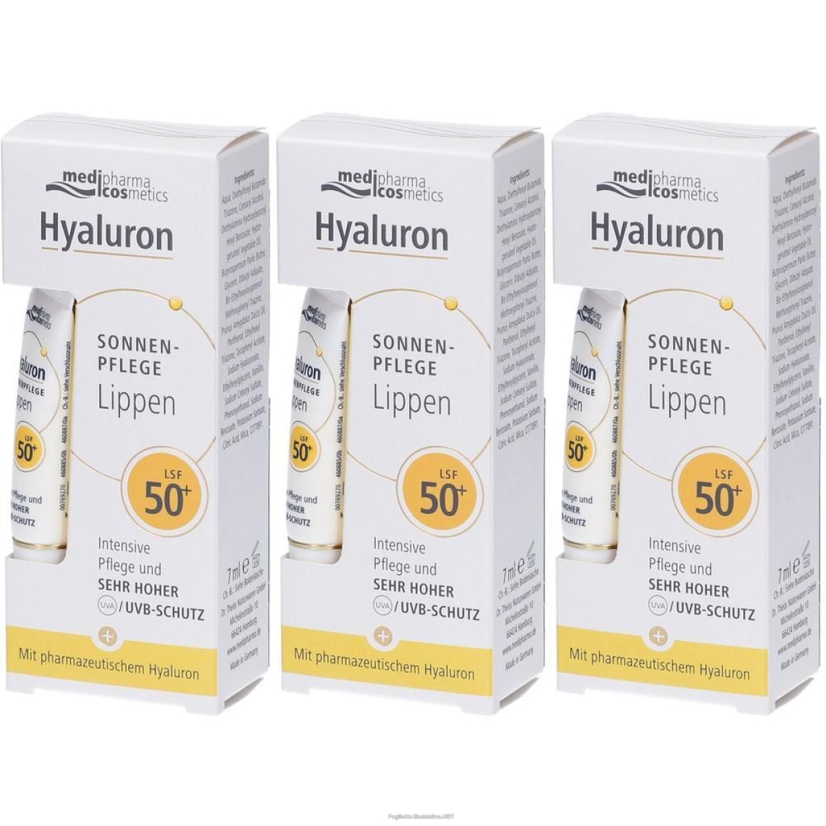 Cerca Offerte di medipharma hyaluron protezione solare labbra spf50+ 3x7 ml e acquista online