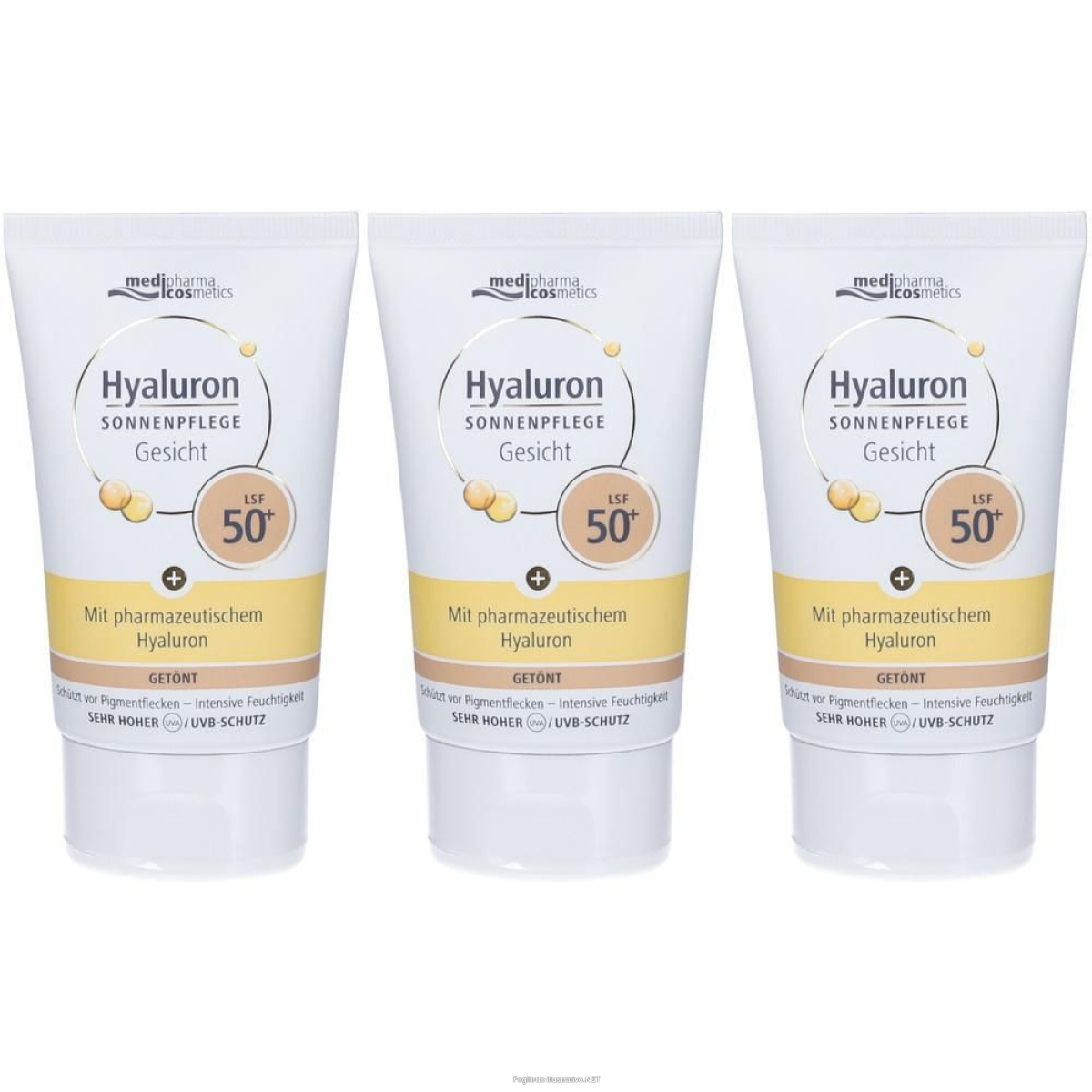 Cerca Offerte di medipharma hyaluron protezione solare viso colorata spf50+ 3x50 ml e acquista online