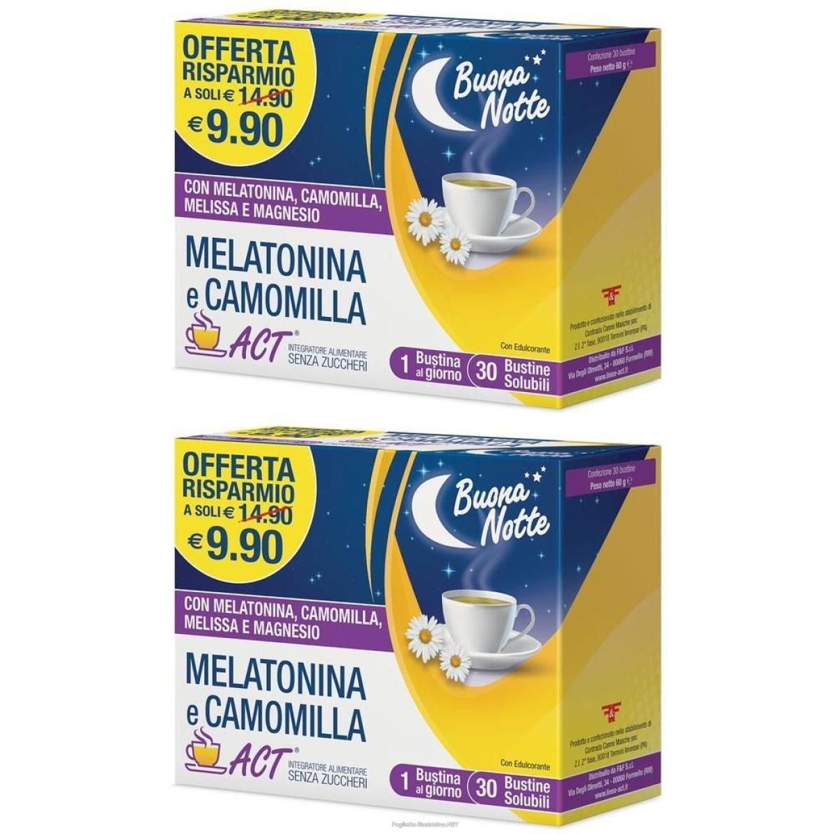 Cerca Offerte di Melatonina e Camomilla Act 2x60 g Polvere per Soluzione Orale e acquista online