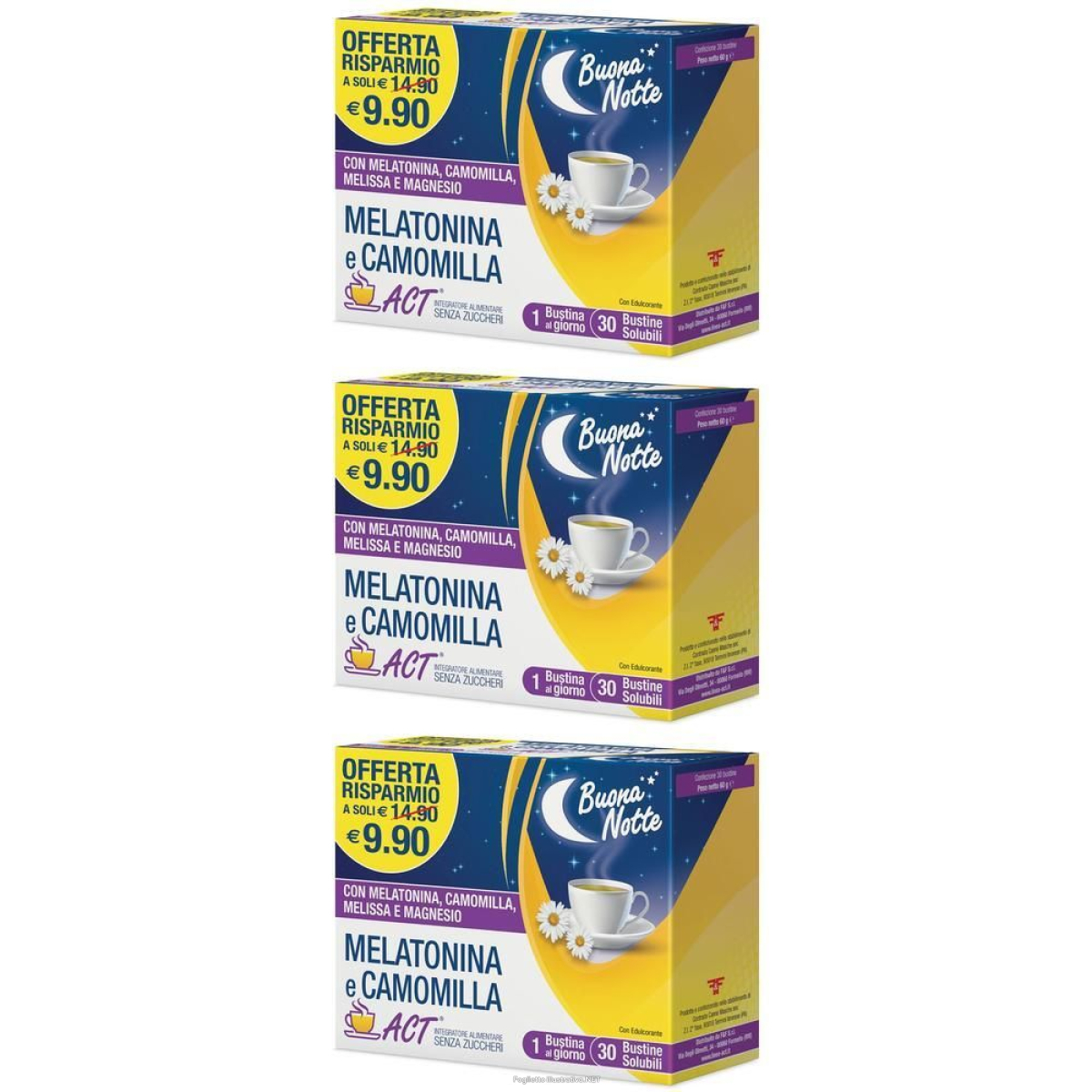 Cerca Offerte di Melatonina e Camomilla Act 3x60 g Polvere per Soluzione Orale e acquista online