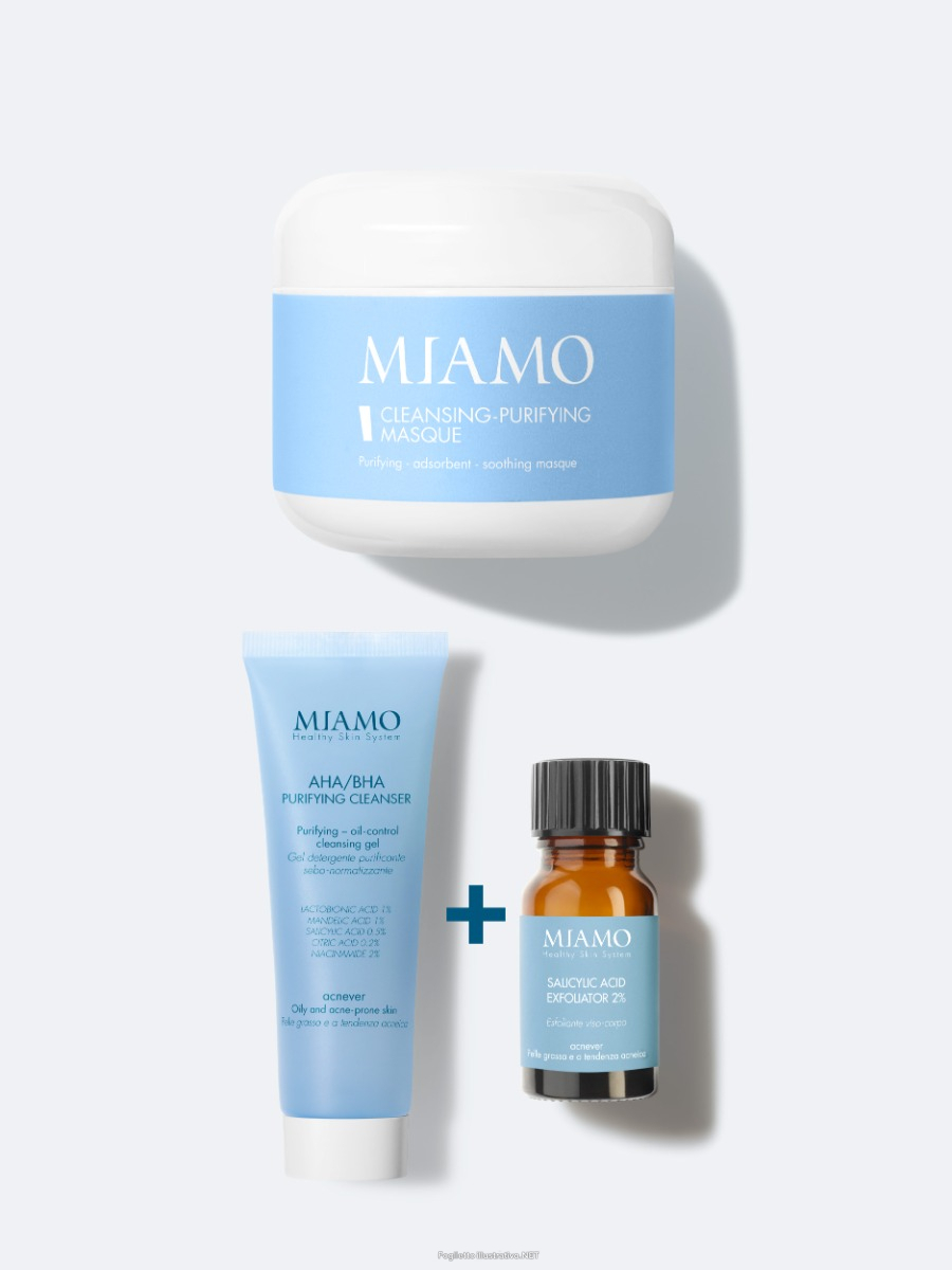 Cerca Offerte di miamo cofanetto 2025 protocollo punti neri - aha\bha purifying cleanser 50 ml + salicylic acid exfoliator 2% 10 ml + cleansing purifying masque 60 ml e acquista online