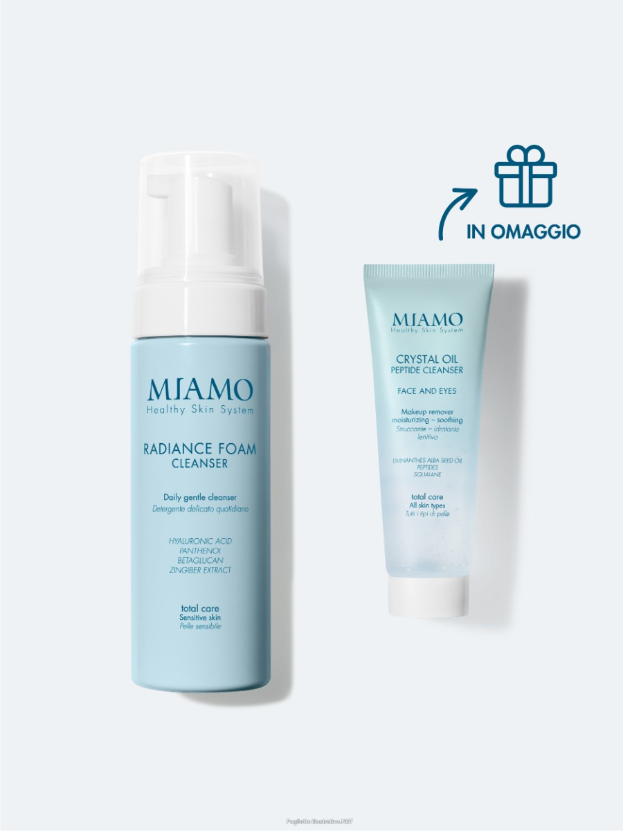 Cerca Offerte di Miamo Protocollo Doppia Detersione Illuminante Radiance Foam Cleanser 150 ml + Crystal Oil Peptide Cleanser 50 ml e acquista online