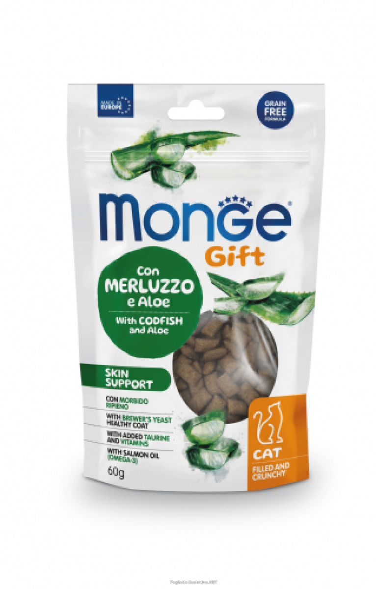 Cerca Offerte di monge cat filled and crunchy gift skin support con merluzzo e aloe vera 60 g e acquista online