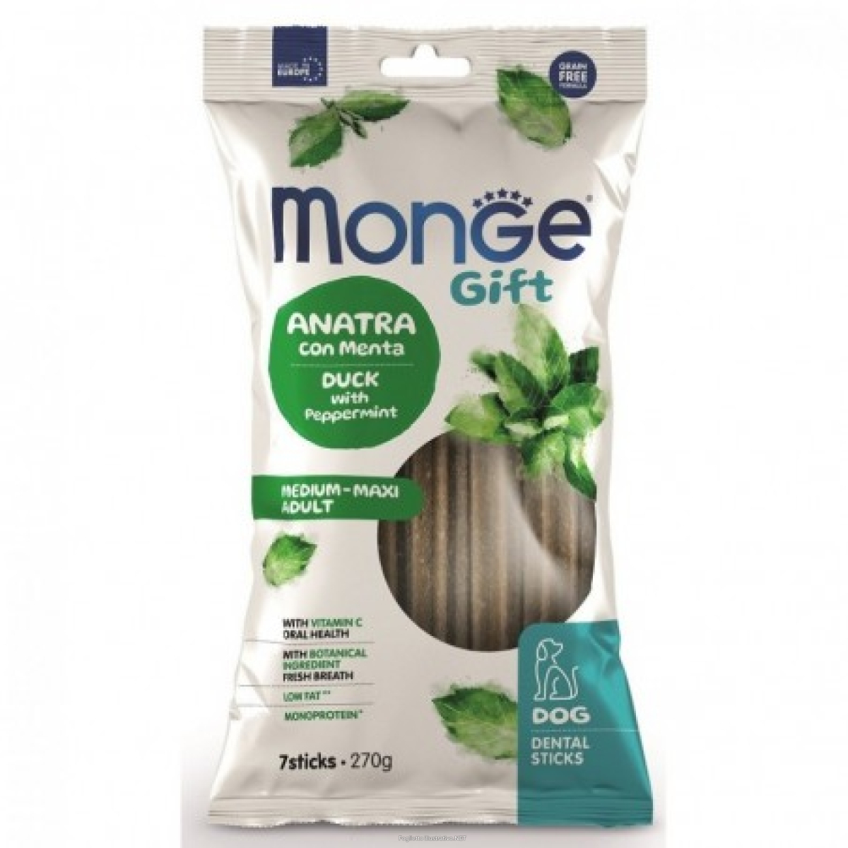 Cerca Offerte di monge dental sticks anatra con menta per cani adulti medium/maxi 270g monge e acquista online