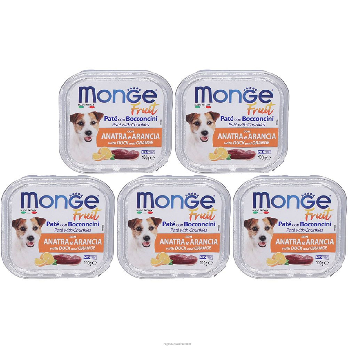 Cerca Offerte di monge fruit cane anatra&arancia set da 5 5x100 g e acquista online