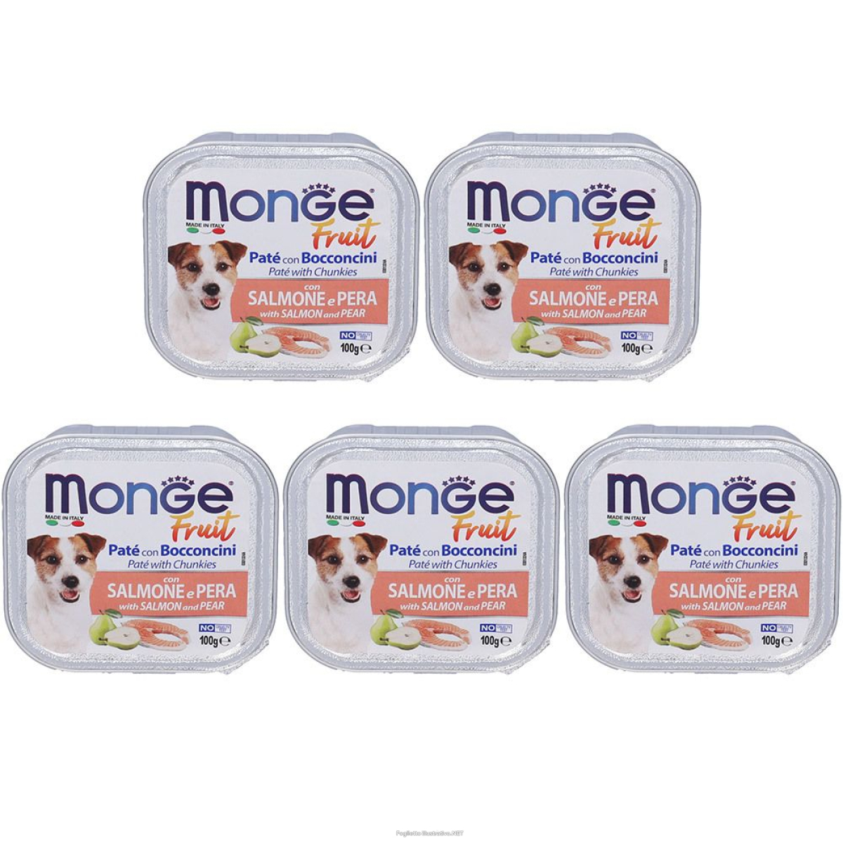 Cerca Offerte di monge fruit cane salmone&pera set da 5 5x100 g e acquista online