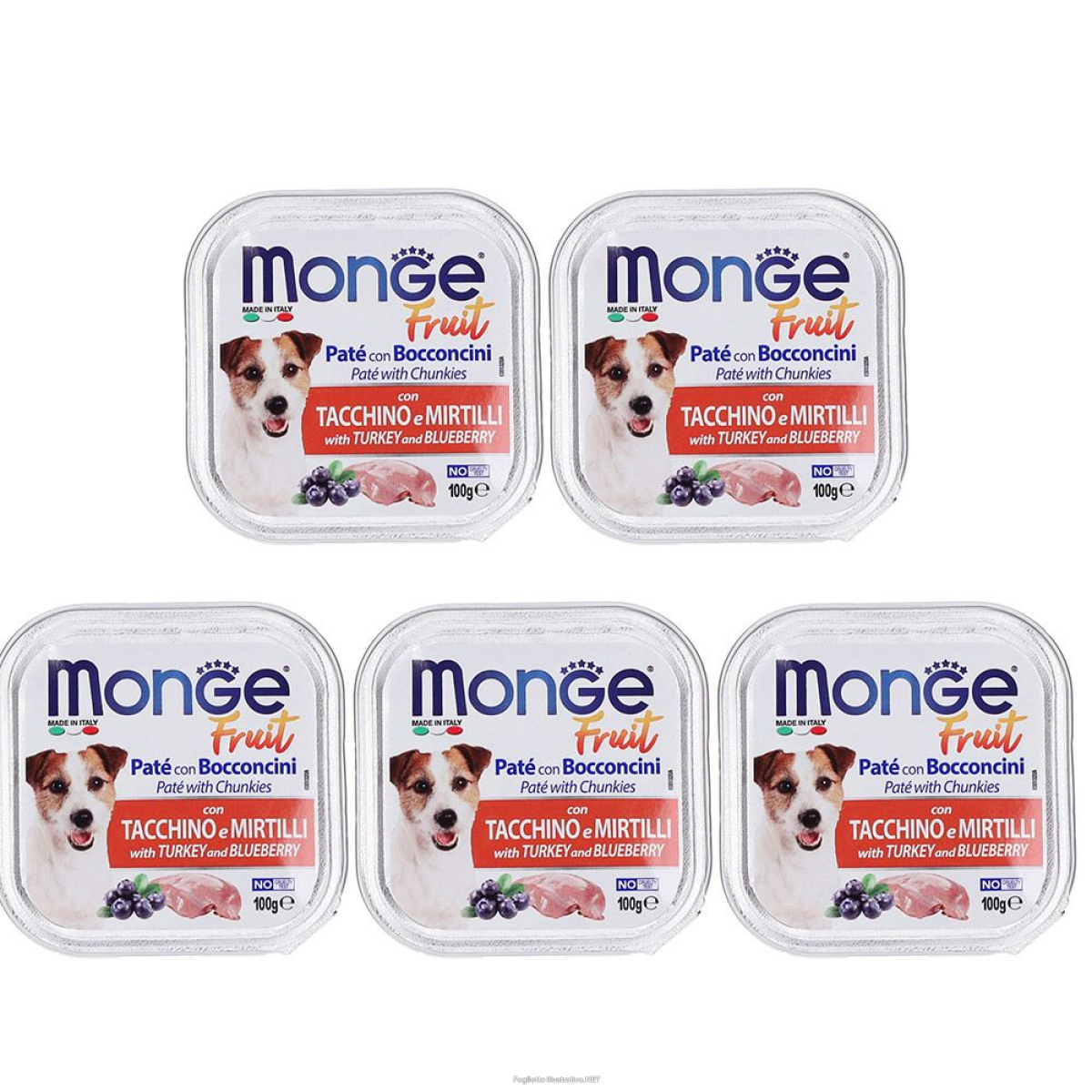 Cerca Offerte di monge fruit cane tacchino&mirtilli set da 5 5x100 g e acquista online