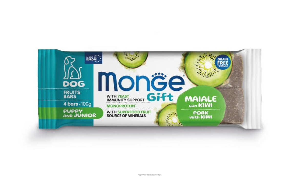 Cerca Offerte di monge fruits bars barretta per cani puppy/junior maiale con kiwi 100g monge e acquista online