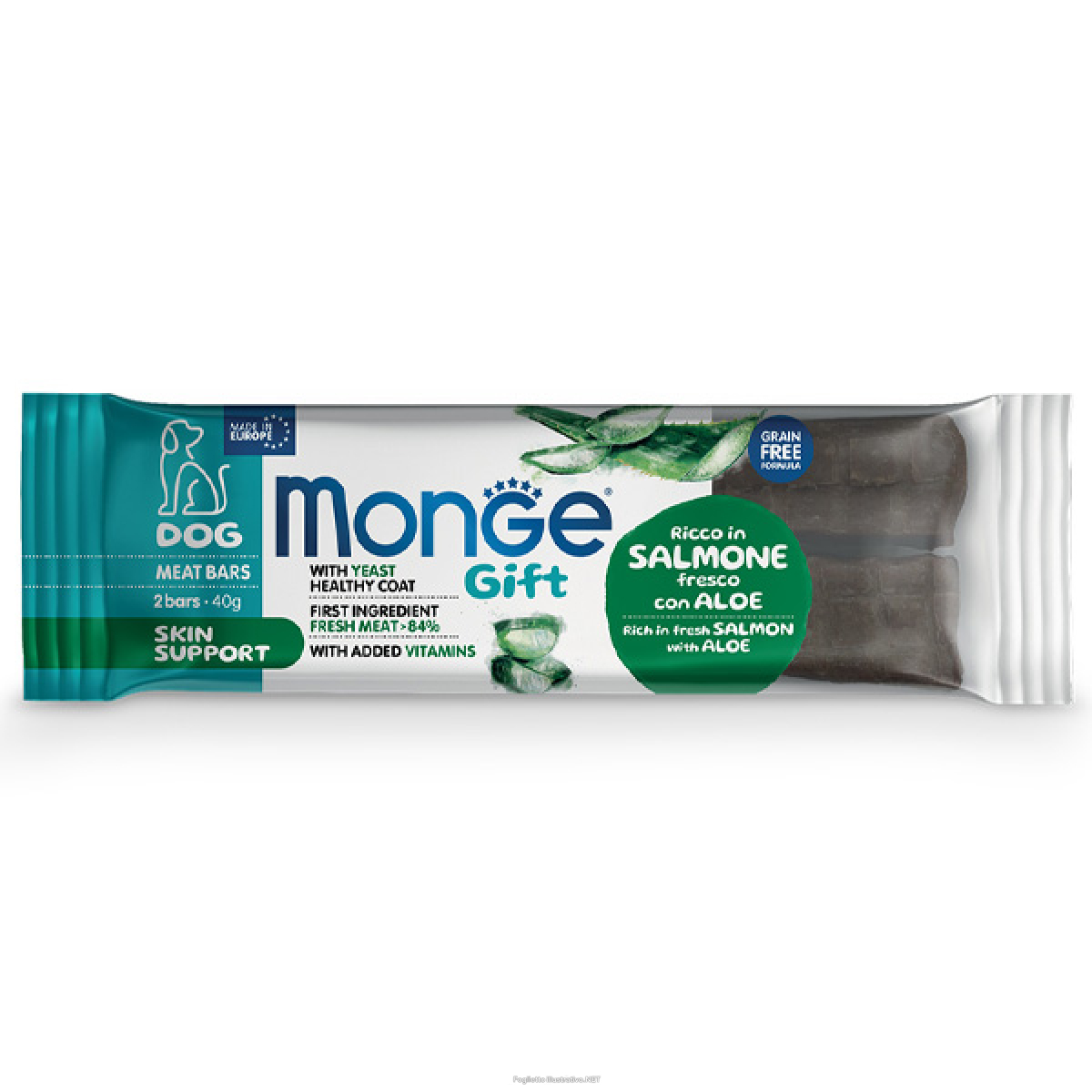 Cerca Offerte di monge meat bars skin support barretta per cani adulti salmone fresco con aloe 40g 4684 e acquista online