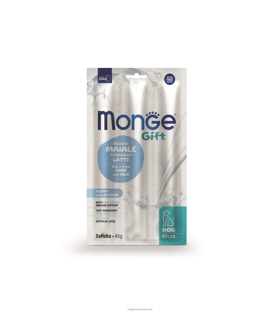 Cerca Offerte di monge sticks accrescimento per cani puppy/junior maiale fresco con latte 45g 4684 e acquista online