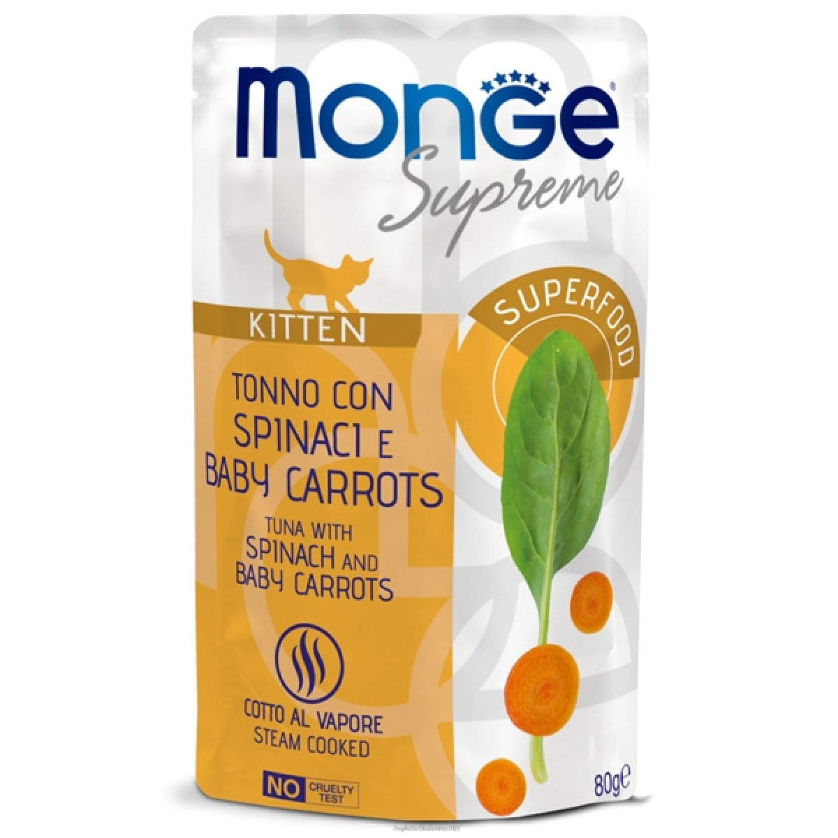 Cerca Offerte di monge supreme busta kitten tonno spinaci e miini carote per gattini 80g monge e acquista online