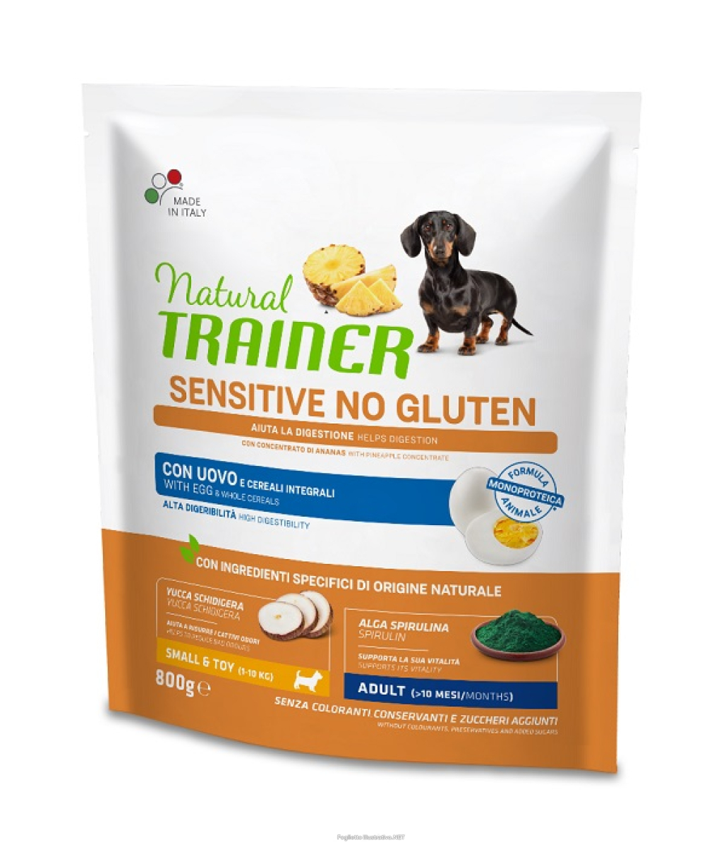 Cerca Offerte di natural trainer cane sensitive no gluten small & toy adult con uovo e cereali integrali 800g trainer natural e acquista online