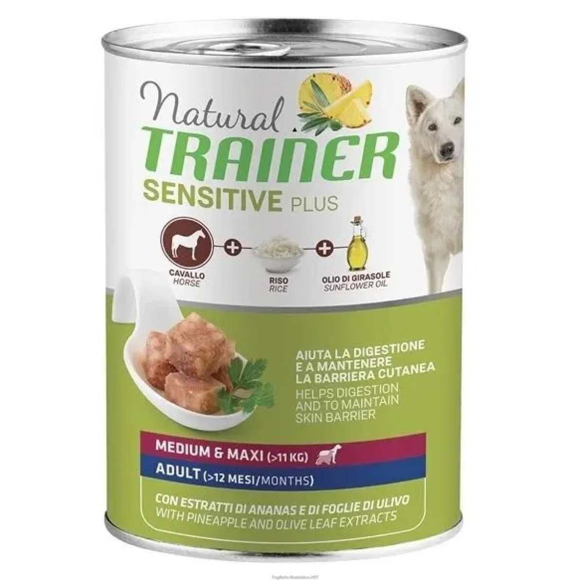 Cerca Offerte di natural trainer cane sensitive plus no gluten medium & maxi adult con cavallo e riso 400g trainer natural e acquista online