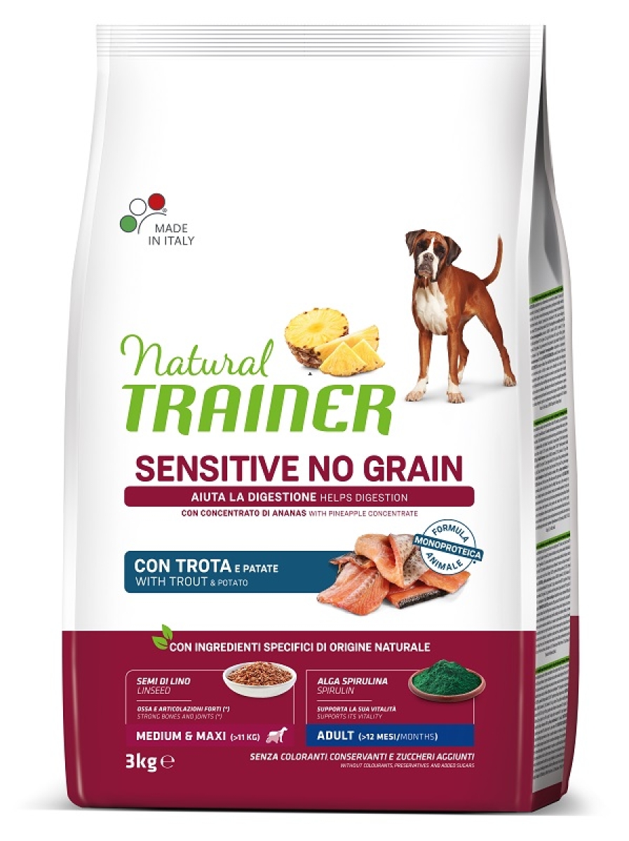 Cerca Offerte di Natural trainer sensitive no grain medium & maxi adult con trota per cani adulti 3kg 691c e acquista online