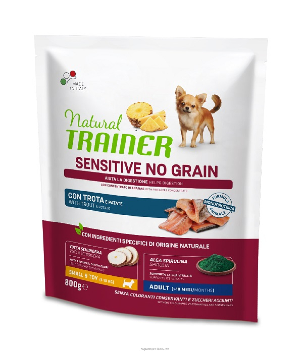 Cerca Offerte di natural trainer sensitive no grain small & toy adult con trota per cani toy 800g 691c e acquista online
