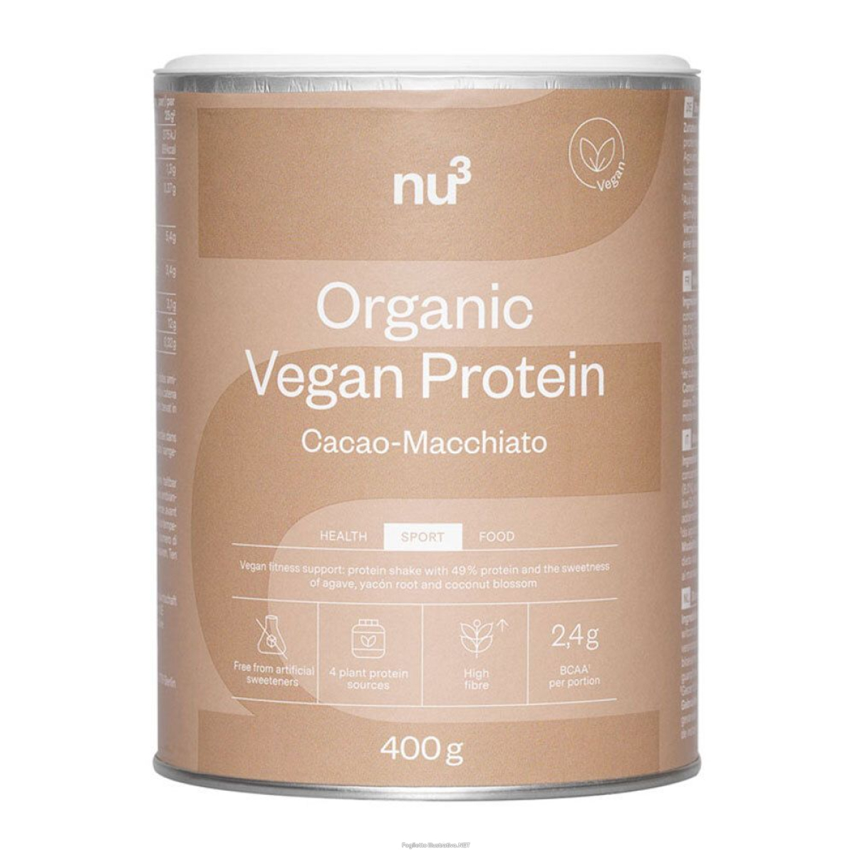 Cerca Offerte di nu3 frullato proteico vegano bio cacao-macchiato 400 g polvere e acquista online