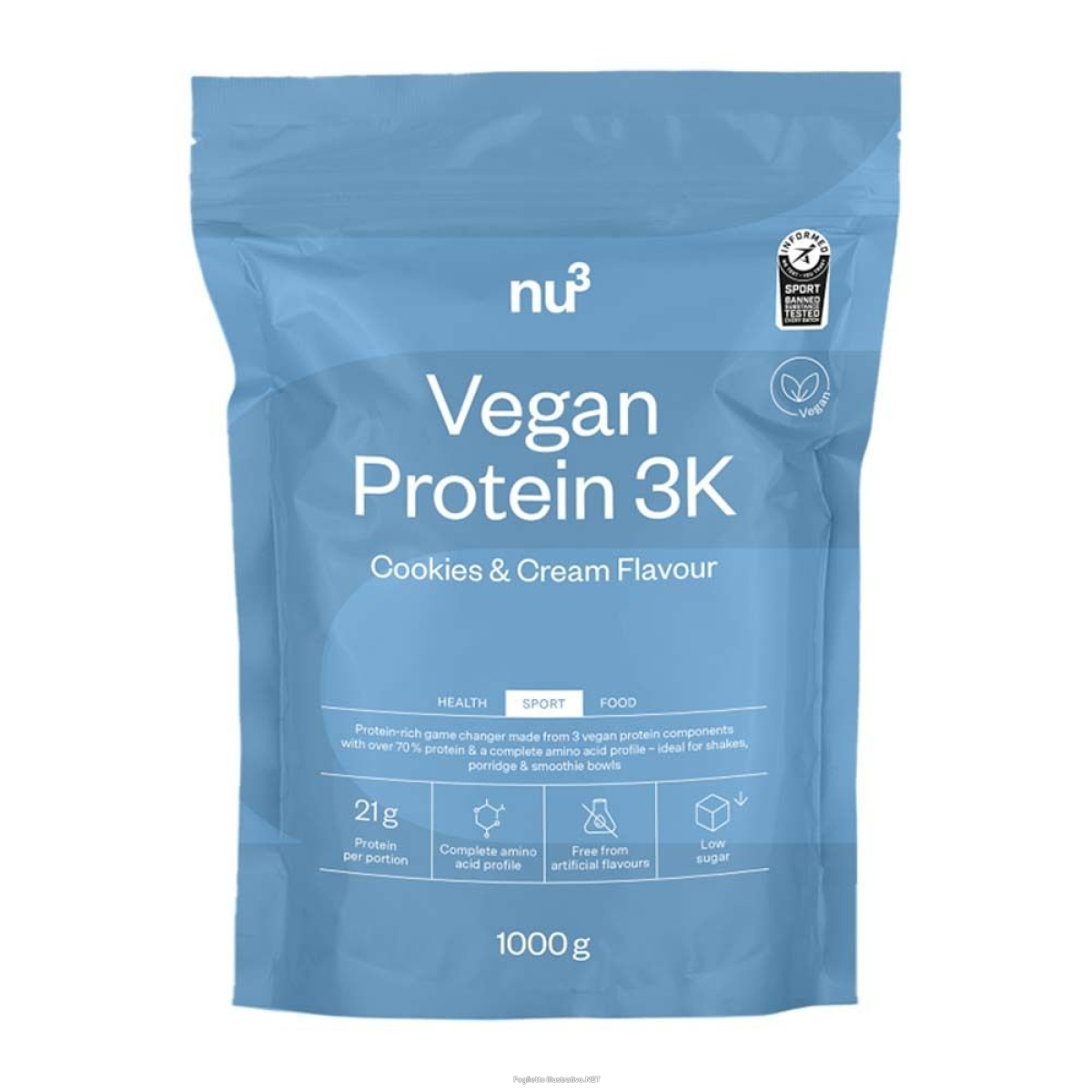 Cerca Offerte di nu3 vegan protein 3k cookies & cream 1000 g polvere e acquista online
